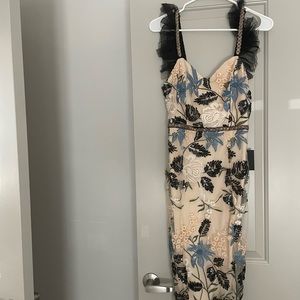 Cream Embroidered Sequin Bodycon Midi Dress - Lulus